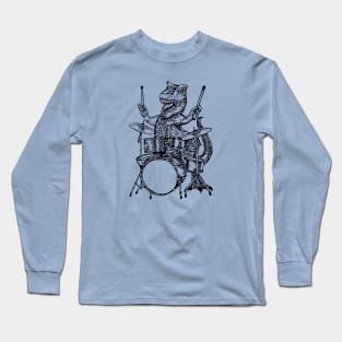 SEEMBO Dinosaur Playing Drums Musician Drummer Drumming Band Long Sleeve T-Shirt